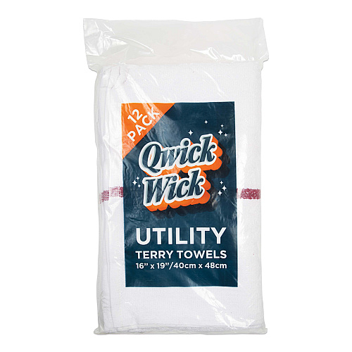 Qwick Wick Bar Mop Towel 30oz Red Stripe - Pack Of 12 (P-N030-W65RD-5DZ)