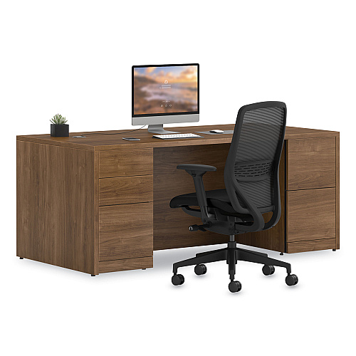 HON 10500 Series Double Full-Height Pedestal Desk, Left: Box/Box/File, Right: File/File, 72" x 36" x 29.5", Pinnacle (105890PINC)
