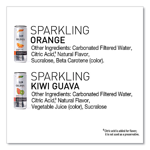 Celsius Live Fit Variety Pack, Kiwi Guava and Orange, 12 oz Can, 24/Carton (22002166)