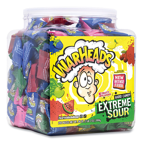 WARHEADS Xtreme Sour Hard Candy, Assorted Flavors, 34 oz Tub (22002140)
