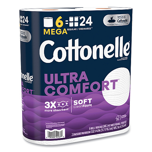 Cottonelle&reg; Ultra Comfort Toilet Paper Mega Rolls, 2-Ply, 284 Sheets, 36 Rolls (55707)