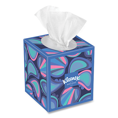 Kleenex&reg; Anti-Viral Facial Tissue, 3-Ply, White, 55 Sheet Box, 27 Boxes (54505CT)
