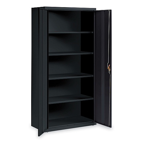 Alera Economy Assembled Storage Cabinets, 5 Shelves, 36" x 18" x 72", Black (ALEHCM7218BK)