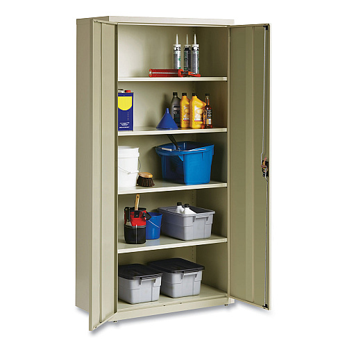 Alera Economy Assembled Storage Cabinets, 5 Shelves, 36" x 18" x 72", Putty (ALEHCM7218PY)
