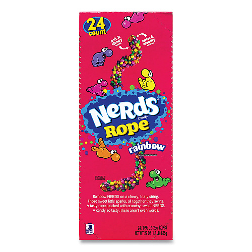 Nestle Nerds Rope Candy, Fruity, 0.92 oz Individually Wrapped, 24/Carton (22002136)