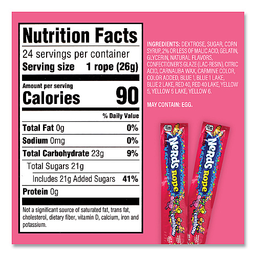 Nestle Nerds Rope Candy, Fruity, 0.92 oz Individually Wrapped, 24/Carton (22002136)