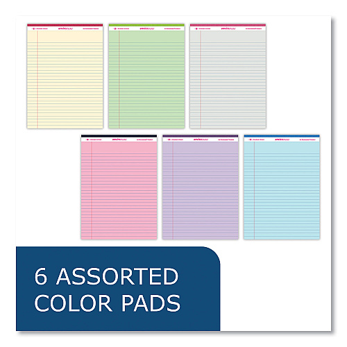 Roaring Spring Enviroshades Legal Notepads, 50 Assorted 8.5 x 11.75 Sheets, 36 Notepads/Carton (74221CS)