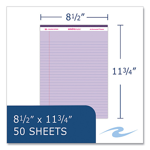 Roaring Spring Enviroshades Legal Notepads, 50 Orchid 8.5 x 11.75 Sheets, 72 Notepads/Carton (74140CS)