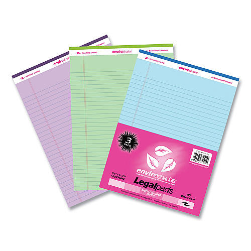 Roaring Spring Enviroshades Legal Notepads, 40 Assorted 8.5 x 11.75 Sheets, 54 Notepads/Carton (74101CS)