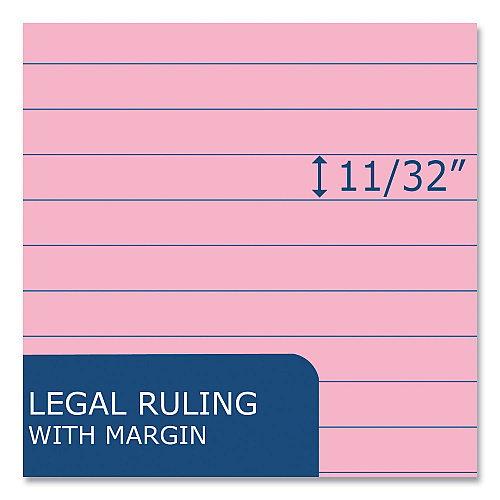 Roaring Spring Enviroshades Legal Notepads, 50 Pink 8.5 x 11.75 Sheets, 72 Notepads/Carton (74150CS)