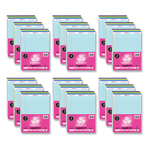 Roaring Spring Enviroshades Legal Notepads, 40 Assorted 8.5 x 11.75 Sheets, 54 Notepads/Carton (74101CS)