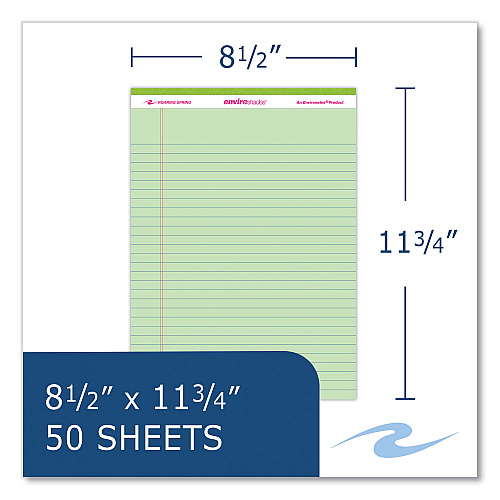 Roaring Spring Enviroshades Legal Notepads, 50 Green 8.5 x 11.75 Sheets, 72 Notepads/Carton (74193CS)