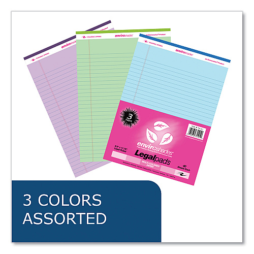 Roaring Spring Enviroshades Legal Notepads, 40 Assorted 8.5 x 11.75 Sheets, 54 Notepads/Carton (74101CS)