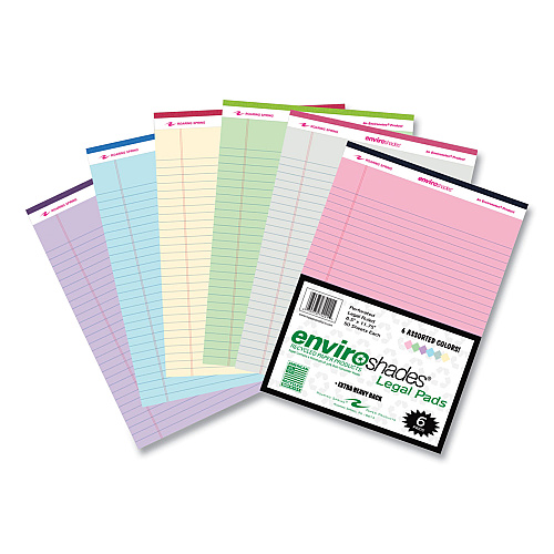 Roaring Spring Enviroshades Legal Notepads, 50 Assorted 8.5 x 11.75 Sheets, 36 Notepads/Carton (74221CS)