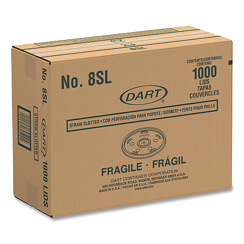 Dart Plastic Cold Cup Lids, Fits 8 oz to 9 oz Cups, Translucent, 100 Pack, 10 Packs/Carton (8SL)