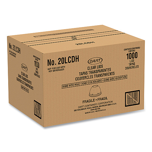 SOLO Cappuccino Dome Sipper Lids, Fits 30 oz to 32 oz Hot Cups, Plastic, Clear, 50/Pack, 20 Packs/Carton (20LCDH)
