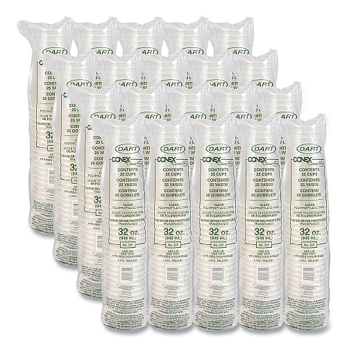 Dart Conex ClearPro Plastic Cold Cups, Cold Cups, 32 oz, Clear, 25/Bag, 20 Bags/Carton (32P)