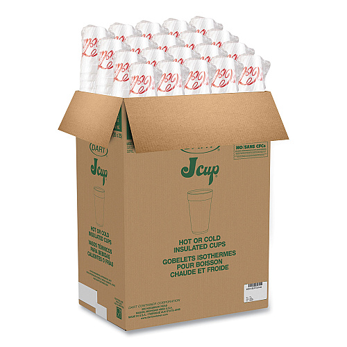 Dart Coca-Cola Foam Cups, 32 oz, White/Red, 25/Bag, 20 Bags/Carton (32TJ32C)