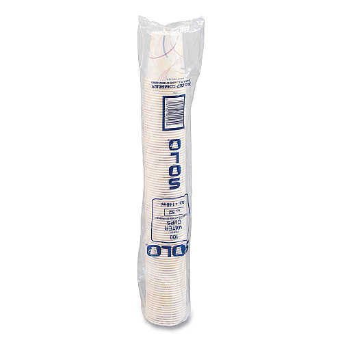 SOLO Paper Water Cups, ProPlanet Seal, Cold, 5 oz, Meridian Design, Multicolored, 100/Sleeve, 25 Sleeves/Carton (52MD)