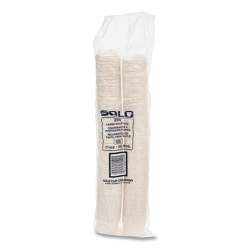 SOLO Paper Portion Cups, ProPlanet Seal, 1.25 oz, White, 250/Bag, 20 Bags/Carton (125U)