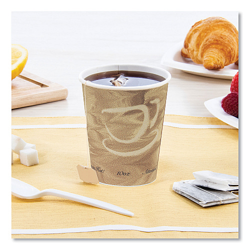 SOLO Single Sided Poly Paper Hot Cups, 10 oz, Mistique Design, 50/Bag, 20 Bags/Carton (370MS)