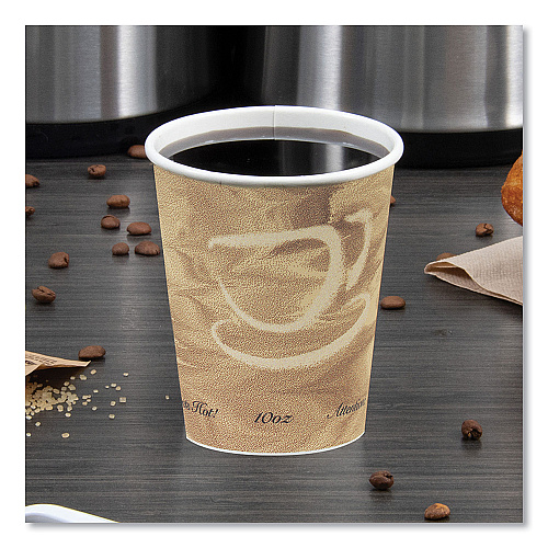 SOLO Single Sided Poly Paper Hot Cups, 10 oz, Mistique Design, 50/Bag, 20 Bags/Carton (370MS)