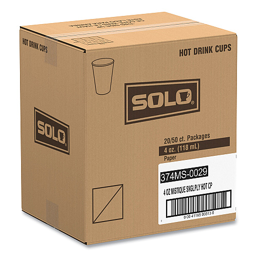 SOLO Single Sided Poly Paper Hot Cups, 4 oz, Mistique Design, 1,000/Carton (374MS)