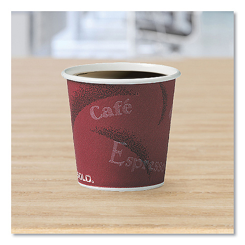 SOLO Single-Sided Poly Paper Hot Cups, 4 oz, Bistro Design, 50/Pack, 20 Pack/Carton (374SI)