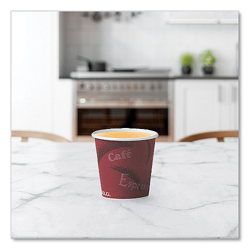 SOLO Single-Sided Poly Paper Hot Cups, 4 oz, Bistro Design, 50/Pack, 20 Pack/Carton (374SI)