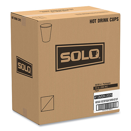 SOLO Mistique Polycoated Hot Paper Cups, 12 oz, Printed, Brown, 50/Sleeve, 20 Sleeves/Carton (412MSN)