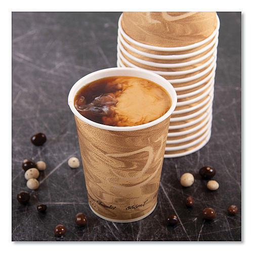 SOLO Mistique Polycoated Hot Paper Cups, 12 oz, Printed, Brown, 50/Sleeve, 20 Sleeves/Carton (412MSN)