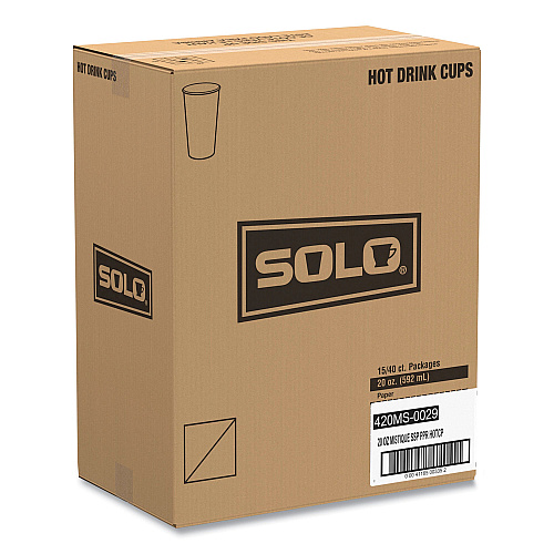 SOLO Single Sided Poly Paper Hot Cups, 20 oz, Mistique Design, 40/Bag, 15 Bags/Carton (420MS)