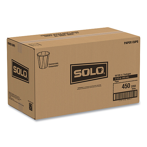 SOLO Paper Portion Cups, ProPlanet Seal, 3.5 oz, White, 100/Bag, 50 Bags/Carton (450)