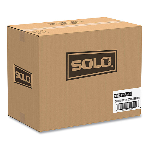 SOLO Hinged-Lid Dinner Box, 3 Compartments, 32 oz, 11.5 x 8.1 x 3, Black/Clear, Plastic, 100/Carton (919019PM94)