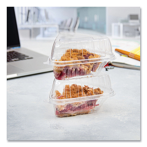 Dart Showtime Clear Hinged Containers, Pie Wedge, 6.67 oz, 6.1 x 5.6 x 3, Clear, Plastic, 125/Pack, 2 Packs/Carton (C54HT1)