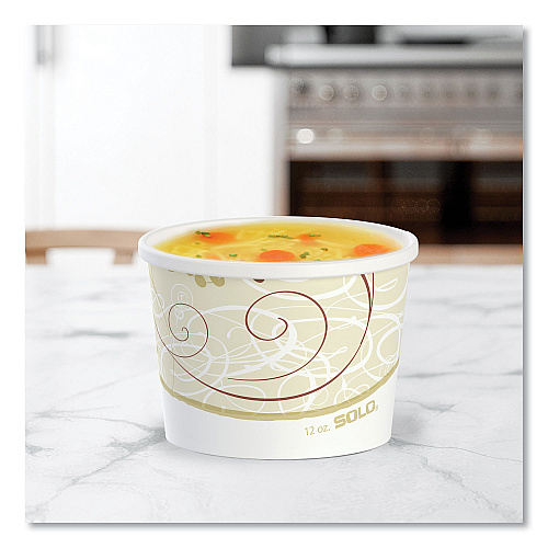 SOLO Double Poly Paper Food Containers, 12 oz, 3.6 Diameter x 3.3 h, Symphony Design, 25/Pack, 20 Packs/Carton (HS4125SYM)