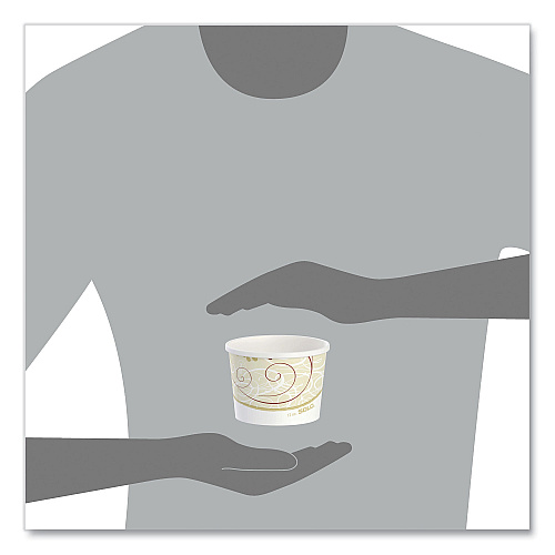 SOLO Double Poly Paper Food Containers, 12 oz, 3.6 Diameter x 3.3 h, Symphony Design, 25/Pack, 20 Packs/Carton (HS4125SYM)