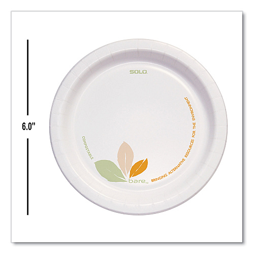 SOLO Bare Eco-Forward Paper Dinnerware Perfect Pak, ProPlanet Seal, Plate, 6" dia, Green/Tan, 125/Pack, 4 Packs/Carton (OFMP6J7234)