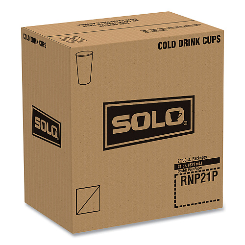 SOLO Double-Sided Poly (DSP) Paper Cold Cups, 21 oz, White, 1,000/Carton (RNP21P2050)