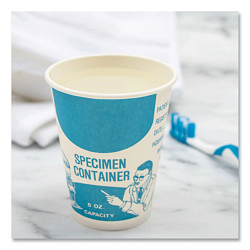 SOLO Paper Specimen Cups, 8 oz, Blue/White, 50/Sleeve, 20 Sleeves/Carton (SC378)