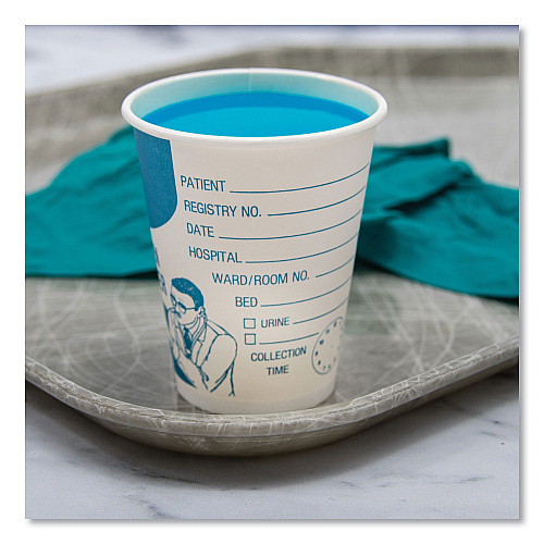 SOLO Paper Specimen Cups, 8 oz, Blue/White, 50/Sleeve, 20 Sleeves/Carton (SC378)