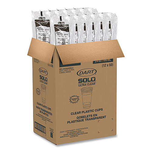 Dart Ultra Clear PET Cold Cups, 24 oz, Clear, 50/Sleeve, 12 Sleeves/Carton (TD24)