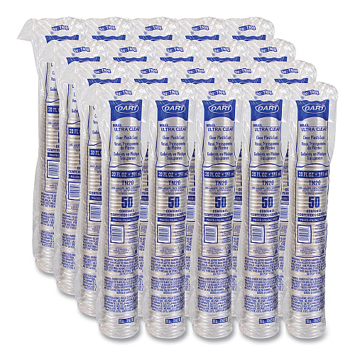 Dart Ultra Clear PETE Cold Cups, 20 oz, Clear, 50/Sleeve, 20 Sleeves/Carton (TN20)