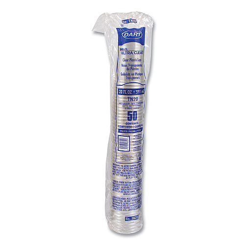 Dart Ultra Clear PETE Cold Cups, 20 oz, Clear, 50/Sleeve, 20 Sleeves/Carton (TN20)