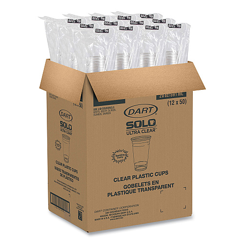 SOLO Ultra Clear Cups, 20 oz, PET, 50/Bag, 12 Bags/Carton (TP20)