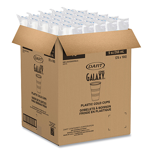 Dart High-Impact Polystyrene Cold Cups, 9 oz, Translucent, 100 Cups/Sleeve, 25 Sleeves/Carton (Y9CT)
