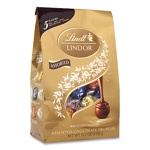 National Brand Lindt Lindor, Godiva, Ghiradelli Premium Chocolate Variety, 44.37 oz Bag, 3/Carton (60000730)