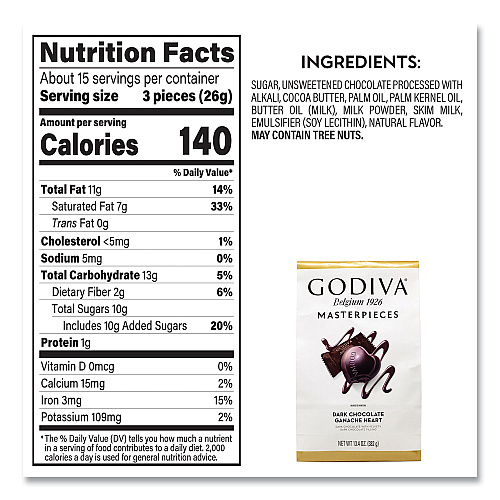 National Brand Lindt Lindor, Godiva, Ghiradelli Premium Chocolate Variety, 44.37 oz Bag, 3/Carton (60000730)