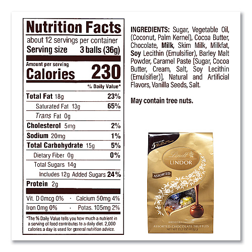 National Brand Lindt Lindor, Godiva, Ghiradelli Premium Chocolate Variety, 44.37 oz Bag, 3/Carton (60000730)