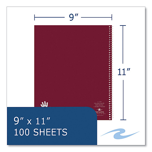 Roaring Spring Lefty Notebook, 1 Subject, College Rule, Randomly Assorted Cover Color, (100) 11 x 9 Sheets. 24/Carton (13503CS)